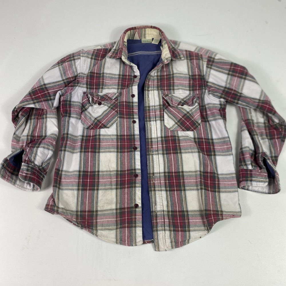 Vintage L.L. Bean Jacket Mens Medium Red Plaid Timberline Quilted Flannel USA